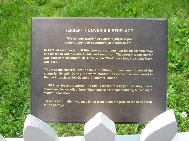 Hoover Birthplace Sign.JPG
